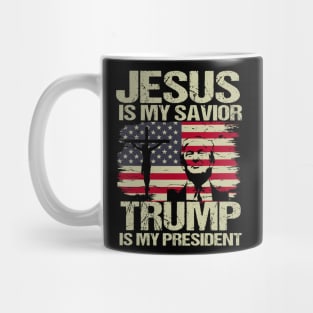 Jesus Is My Savior Trump Is My President Trump 2024 USA Flag Mug
